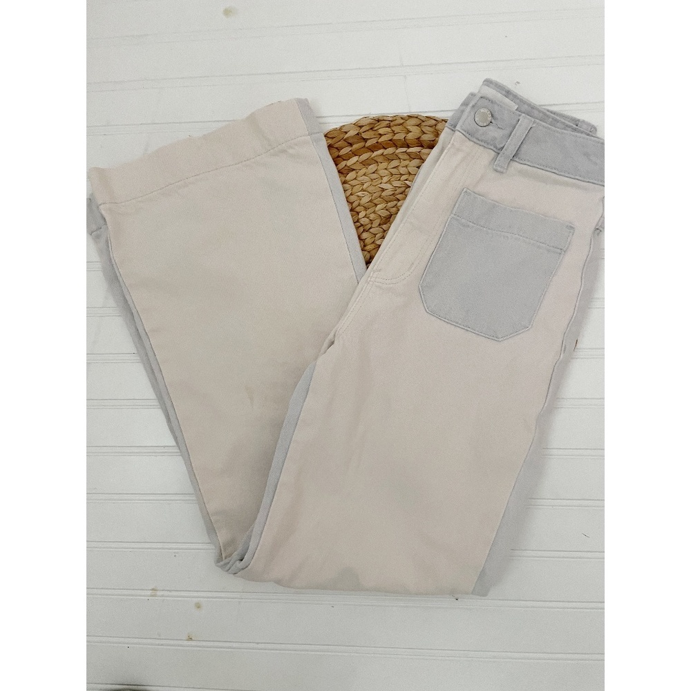 ROLLAS The Sailor Jean High Rise Wide Leg Color-block Shell Spice Gray /Cream 24 - Picture 7 of 11